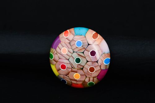 Bague multicolore Bijou fait main grand rond crayons argile Accessoire femme - MADEheart.com