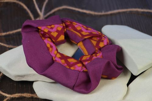 Handmade small fabric decorative hair band in violet color palette - MADEheart.com