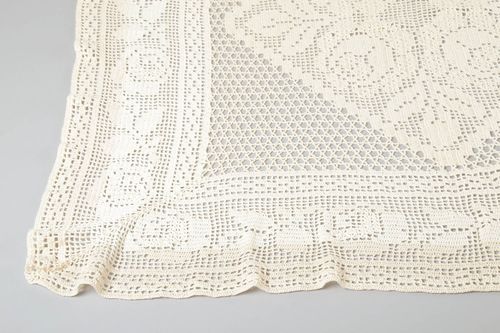 Handmade crocheted tablecloth unique designer textile kitchen interior decor - MADEheart.com