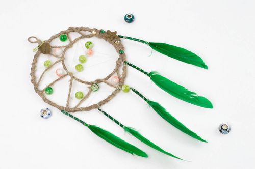 Capteur de rêves fait main Suspension décorative vert ronde Décoration maison - MADEheart.com