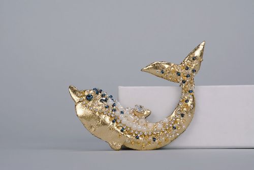 Brooch made ​​of natural leather Dolphin - MADEheart.com