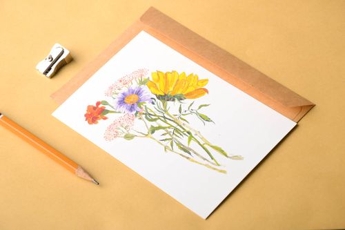 Carte de félicitation fait main Carte de voeux avec fleurs Cadeau original - MADEheart.com