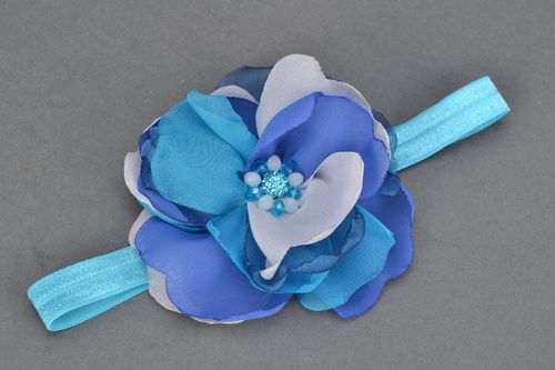 Bandeau pour cheveux enfant fleur bleue  - MADEheart.com