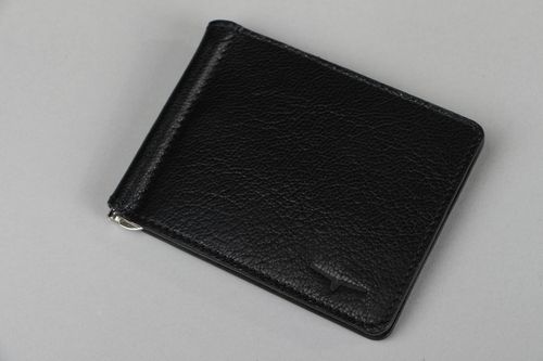 Black natural leather wallet  - MADEheart.com