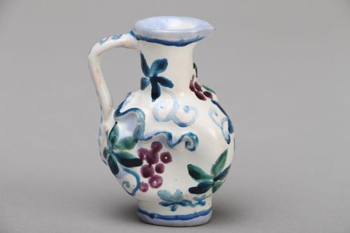 Small 3 oz ceramic handmade figurine in the shape of pitcher 0,1 lb - MADEheart.com