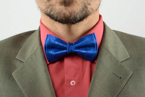 Fabric bow tie Blue Streaks - MADEheart.com