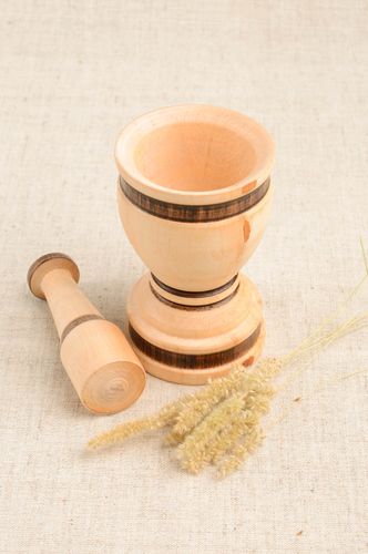 Handmade wooden mortar and pestle wooden hand spice grinder kitchen accessories - MADEheart.com