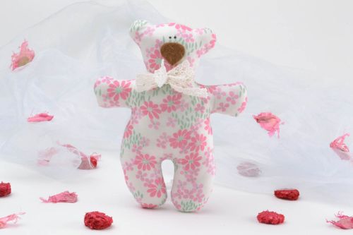 Orsetto di peluche fatto a mano a fiori carino giocattolo di peluche roseo - MADEheart.com