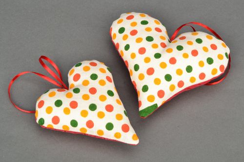 Polka dot fabric heart with eyelet - MADEheart.com