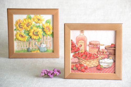 Handmade Bild mit Holzrahmen Wandbild aus Holz Gemälde modern Holz Wandbilder - MADEheart.com