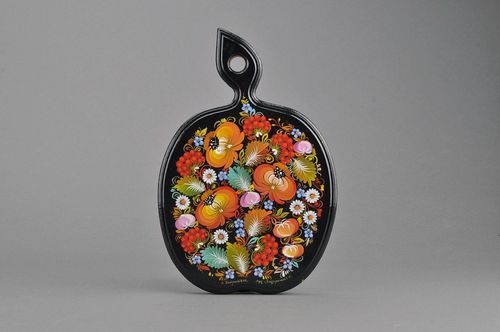 Hölzernes Schneidebrett Pfingstrosen und Ernrose - MADEheart.com