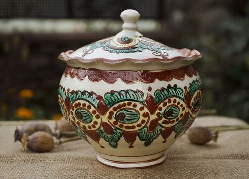 Ceramic sugar-bowl made in ethnic style - MADEheart.com