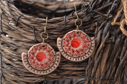 Boucles doreilles rondes originales en céramique - MADEheart.com