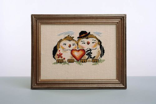 Besticktes Bild Eulen - MADEheart.com