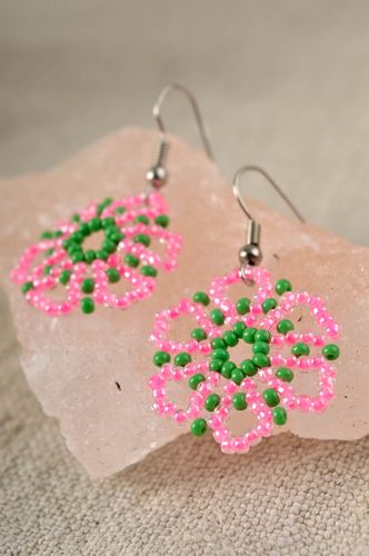 Handmade flower accessory unusual tender earrings elegant jewelry gift - MADEheart.com