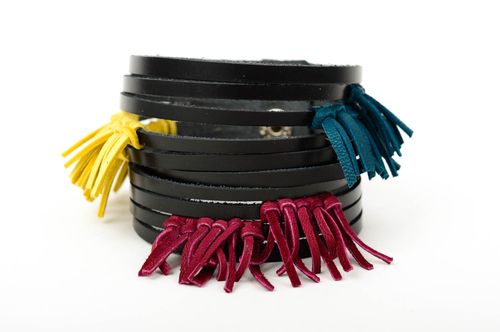 Stylish handmade leather bracelet accessories for girls artisan jewelry - MADEheart.com