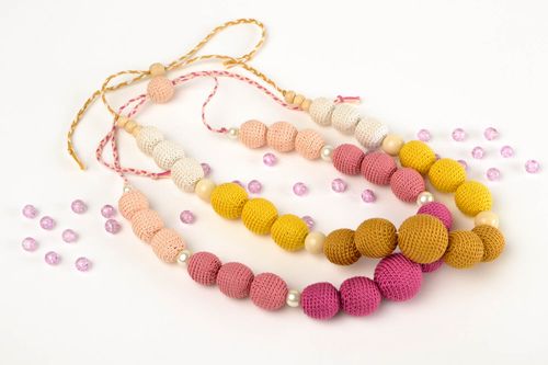 Bunte Halsketten Schmuck Mutter Kind handgemachte Schmucke Häkel Accessoires - MADEheart.com