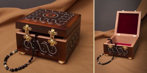 Scatola di legno fatta a mano cofanetto intarsiato scrigno con intarsi - MADEheart.com