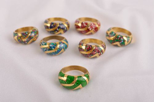 Кольцо ручной работы украшение из латуни модное кольцо зеленое с самоцветами - MADEheart.com