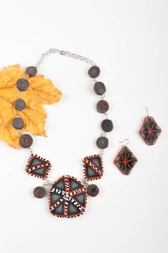 Massive handmade jewelry set plastic earrings and necklace polymer clay ideas - MADEheart.com