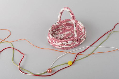 Cesta de cuerda de percal hecha a mano decoración de interiores regalo original - MADEheart.com