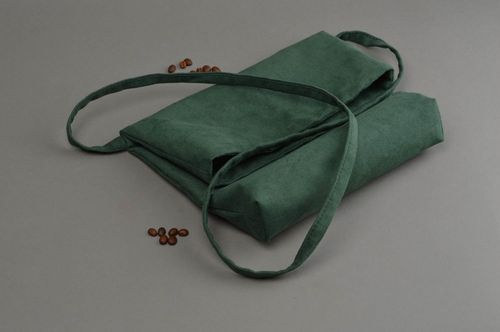 Handmade cloth bag designer purse dark green fabric handbag gift idea for girl - MADEheart.com