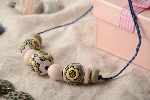 Ethnic clay bead necklace - MADEheart.com