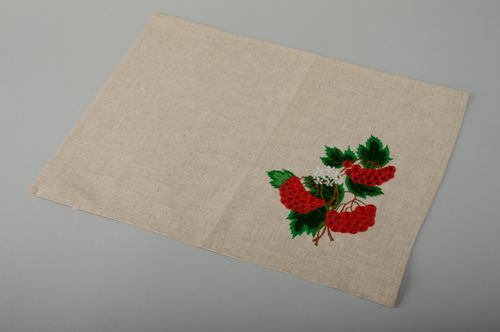 Satin stitch embroidered napkin Guelder-rose  - MADEheart.com