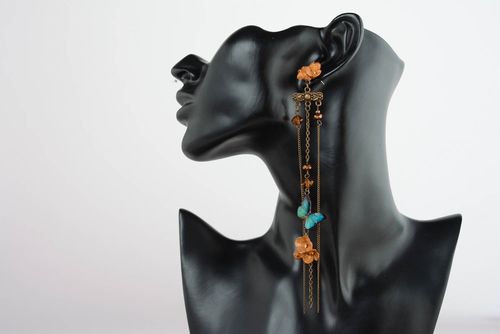 Long cuff earrings with charms Flight of the Stranger - MADEheart.com