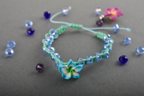 Handmade wrist bracelet cute bracelet with flower unusual glass bracelet - MADEheart.com