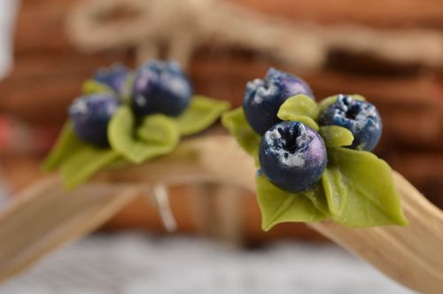 Handmade polymer clay earrings plastic stud earrings with berries summer jewelry - MADEheart.com