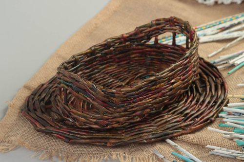 Corbeille à pain fait main Panier en osier en papier plateau Accessoire de table - MADEheart.com