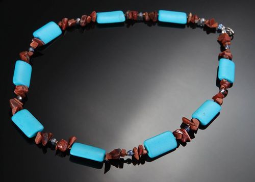 Necklace made of jasper & pressed turquoise - MADEheart.com