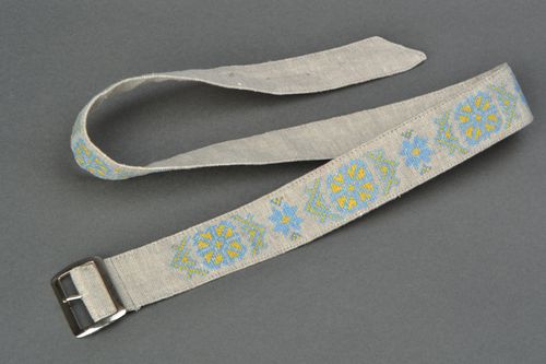 Light cross stitch embroidered belt  - MADEheart.com
