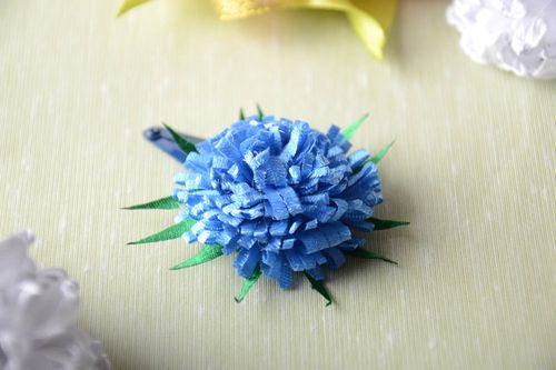 Handmade blue hair clip unusual accessory for hairdo cute flower accessory - MADEheart.com