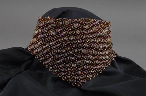 Handmade beaded necklace beaded kerchief stylish accessory for women - MADEheart.com