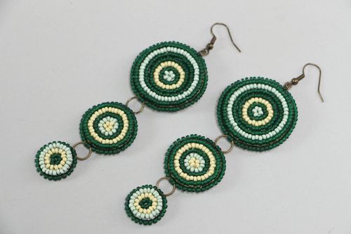 Orecchini di perline fatti a mano lunghi accessorio originale bello da donna - MADEheart.com