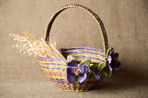 Unusual handmade paper basket newspaper craft decorative basket modern designs - MADEheart.com