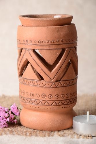 Schöne stilvolle Designer Duftlampe aus Ton Teelicht Kerzenhalter handmade - MADEheart.com