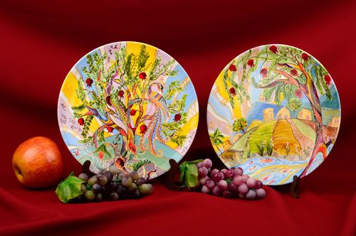 Handmade decorative plates 2 unusual glass plates stylish beautiful plates - MADEheart.com