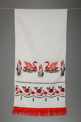 Cross stitched rushnik Swans - MADEheart.com