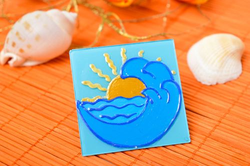 Imán decorativo artesanal elemento decorativo regalo original sol en el mar - MADEheart.com