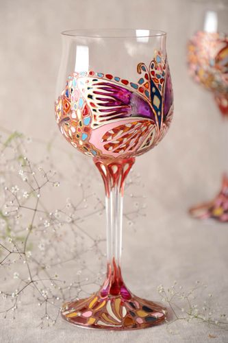 Handmade wine glass colored wine glasses 300 ml cool wine glasses birthday gift  - MADEheart.com