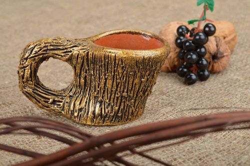 Unusual beautiful designer handmade painted clay shot glass 50 ml drinkware - MADEheart.com