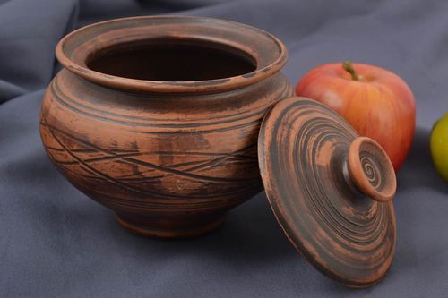Cazuela de barro hecha a mano vajilla de barro estilosa utensilio de cocina - MADEheart.com