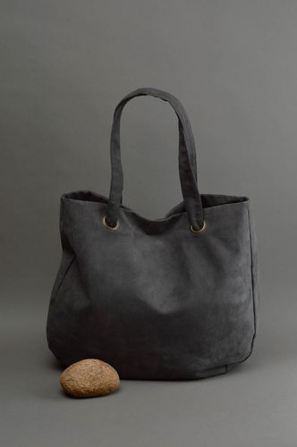 Stylish bag handmade fabric handbag bags for women dark grey cloth purse - MADEheart.com