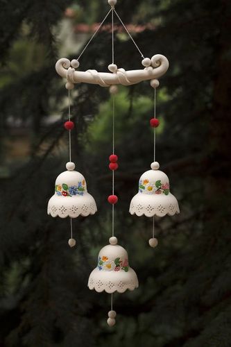 Ceramic bells with a cord - MADEheart.com