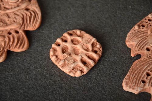 Beautiful homemade designer ceramic blank pendant of unusual shape DIY - MADEheart.com