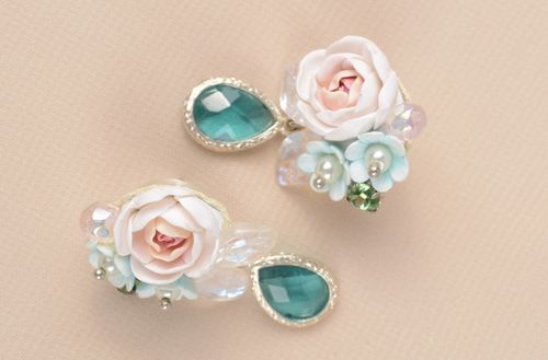 Boucles doreilles tendance Bijou fait main fleurs pastel Cadeau pour femme - MADEheart.com