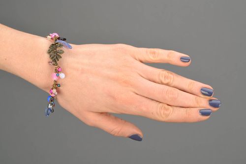 Beautiful handmade wrist bracelet with natural opal stone and Czech beads - MADEheart.com